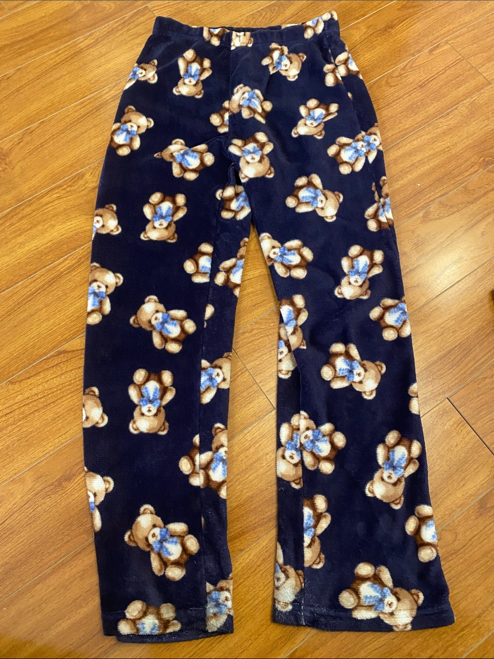 Children's Navy Plush Teddy Bear Pajama Pants